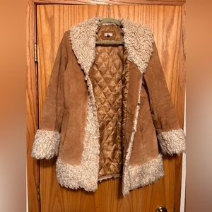 Vintage giacca suede faux fur lined coat